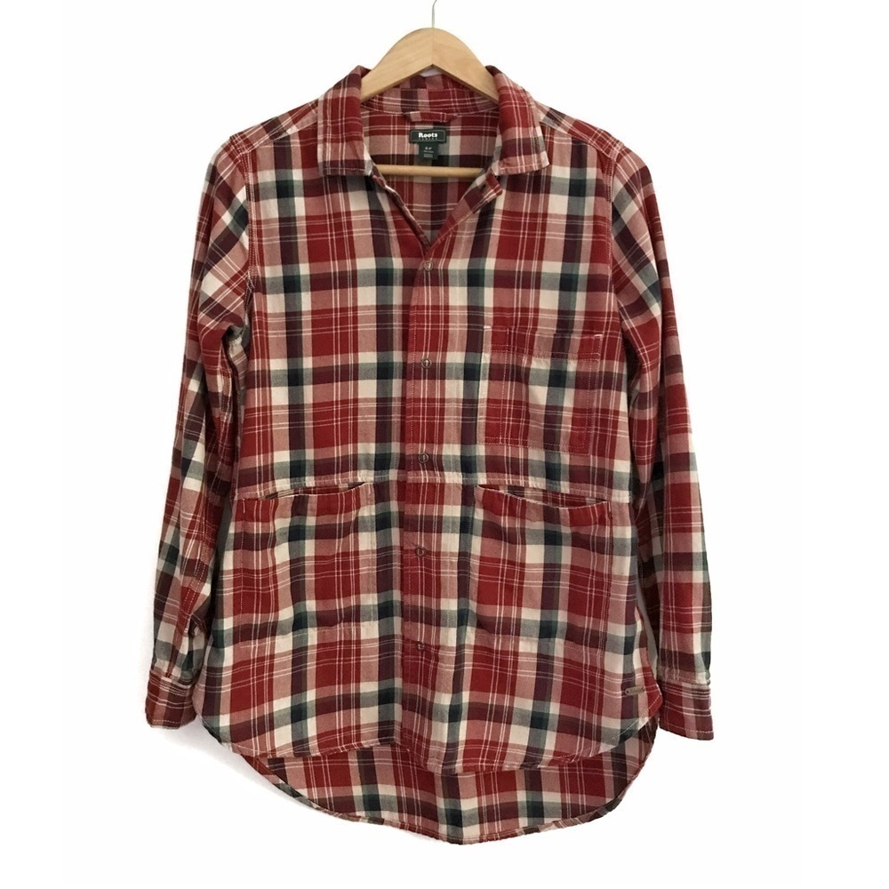 Roots Plaid Button Down Shirt Pockets - Picture 1 of 16